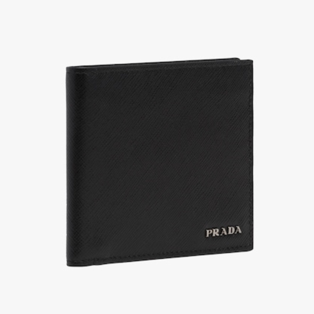 Prada Saffiano Corner Leather Wallet Portal Orizzontale Black 2MO513 QTD F0002